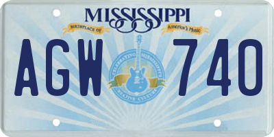 MS license plate AGW740
