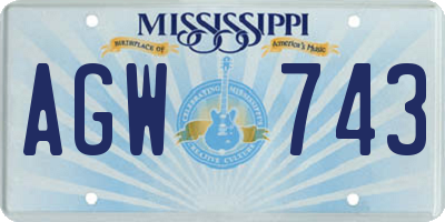 MS license plate AGW743