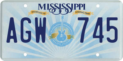 MS license plate AGW745