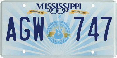 MS license plate AGW747