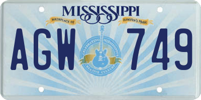 MS license plate AGW749