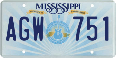 MS license plate AGW751