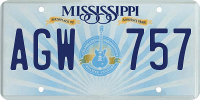 MS license plate AGW757