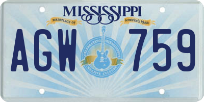 MS license plate AGW759