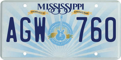 MS license plate AGW760