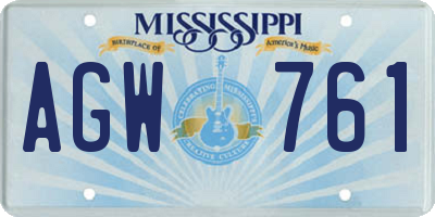 MS license plate AGW761