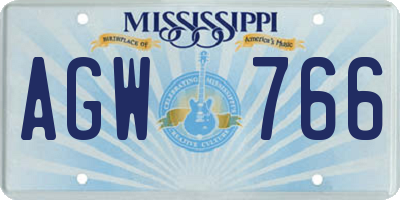 MS license plate AGW766