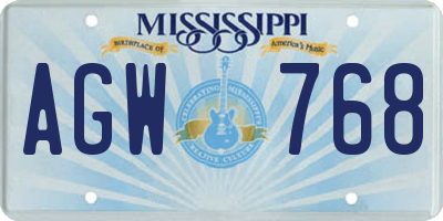 MS license plate AGW768