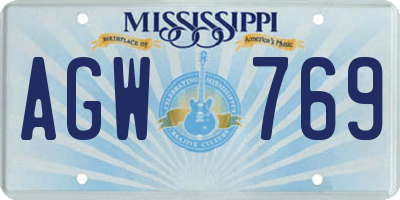 MS license plate AGW769