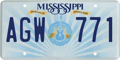 MS license plate AGW771