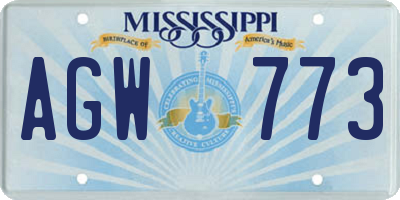 MS license plate AGW773