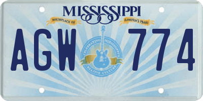 MS license plate AGW774