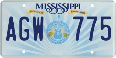 MS license plate AGW775