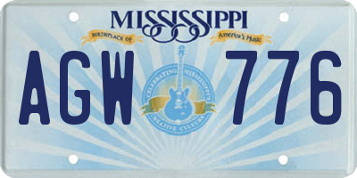 MS license plate AGW776