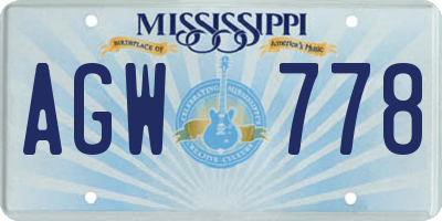 MS license plate AGW778