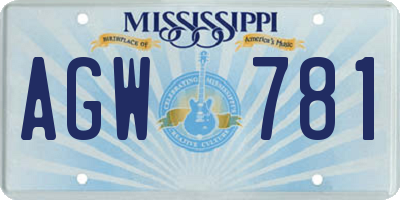 MS license plate AGW781