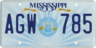 MS license plate AGW785
