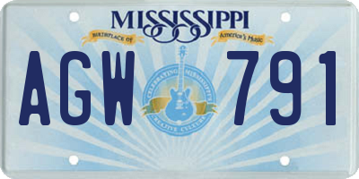 MS license plate AGW791