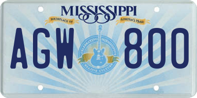 MS license plate AGW800