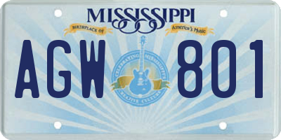 MS license plate AGW801
