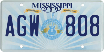MS license plate AGW808