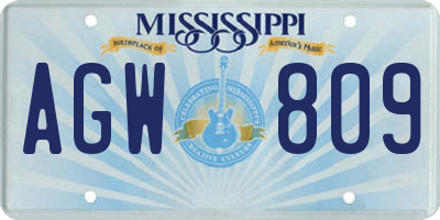 MS license plate AGW809