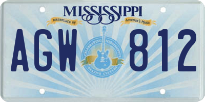 MS license plate AGW812