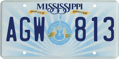 MS license plate AGW813