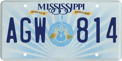 MS license plate AGW814