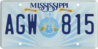 MS license plate AGW815