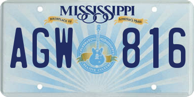 MS license plate AGW816