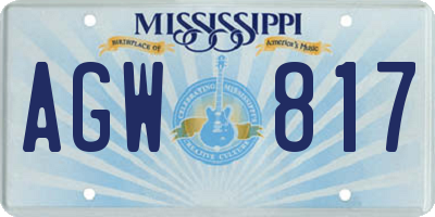 MS license plate AGW817