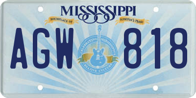 MS license plate AGW818