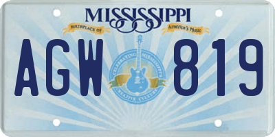 MS license plate AGW819