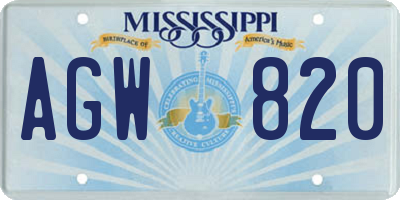 MS license plate AGW820