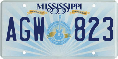 MS license plate AGW823
