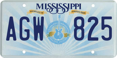 MS license plate AGW825
