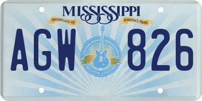 MS license plate AGW826