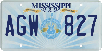 MS license plate AGW827