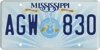 MS license plate AGW830