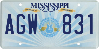 MS license plate AGW831