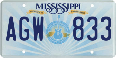 MS license plate AGW833
