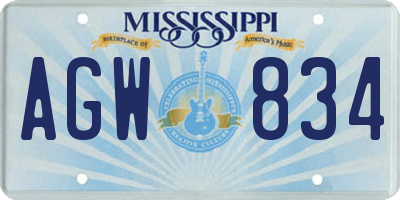 MS license plate AGW834