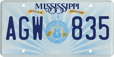 MS license plate AGW835