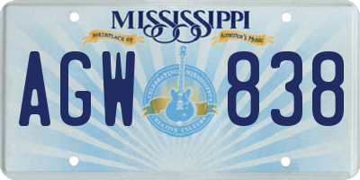 MS license plate AGW838