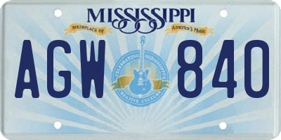 MS license plate AGW840