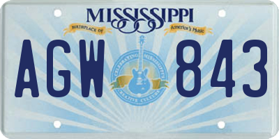 MS license plate AGW843