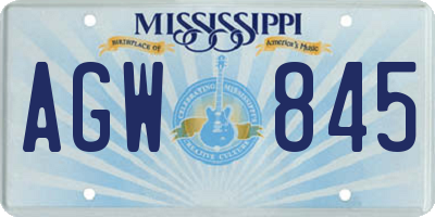 MS license plate AGW845