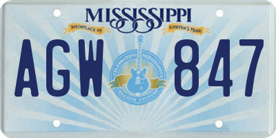 MS license plate AGW847