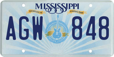 MS license plate AGW848